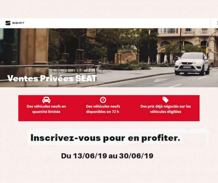 Ventes Privées SEAT du 13/06/19 au 30/06/19 : changez de voiture avant l'été !