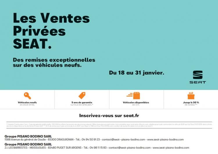 Ventes privées Seat de la rentrée : des remises exceptionnelles du 18 au 31 janvier 2018 !