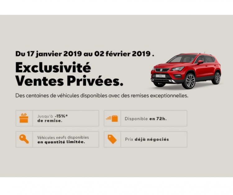 Ventes Privées Seat exclusivité du 17 janvier au 2 février 2019